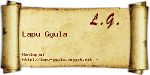 Lapu Gyula névjegykártya